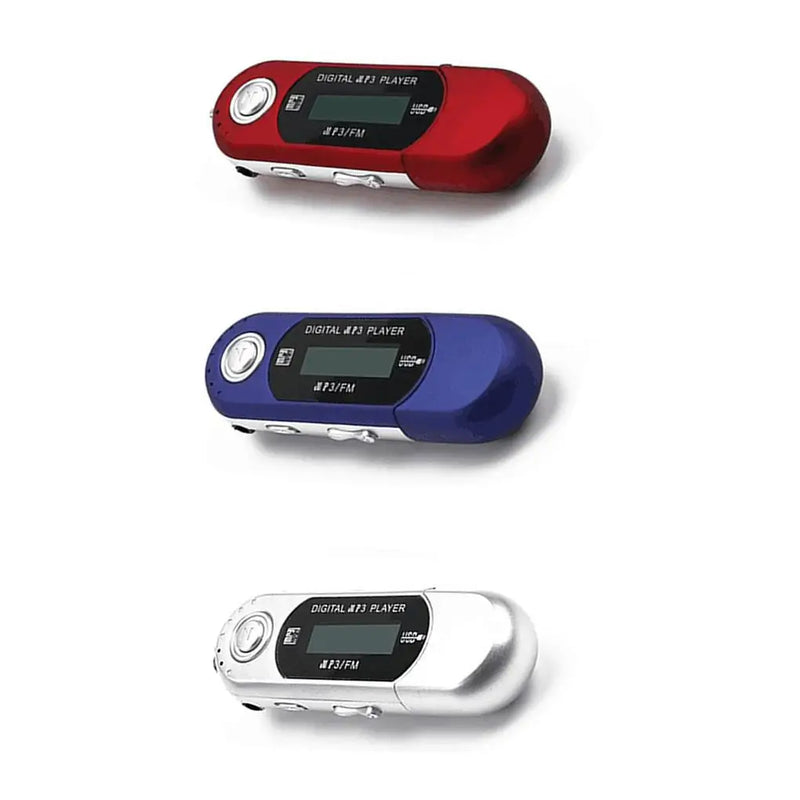 1/2/3 Mini MP3 Player USB 2.0 Small Flash Drive Multilanguage LCD Music Player with 3.5mm Audio Jack Automatic Shutdown for Red