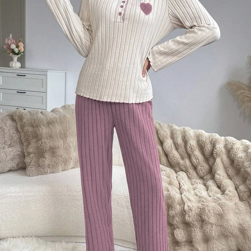 Women Autumn Winter Sleepwear Casual Long Sleeve Heart | SAMAG