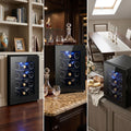 Yeego12 Bottles Wine Cooler 1.17Cu.ft 33L 40-65°F single-zone Thermoelectric cooling Wine Refrigerator YeeGO mini fridge with Blue LED light