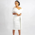 Customized Short Wedding Dress White Off the Shoulder | SAMAG