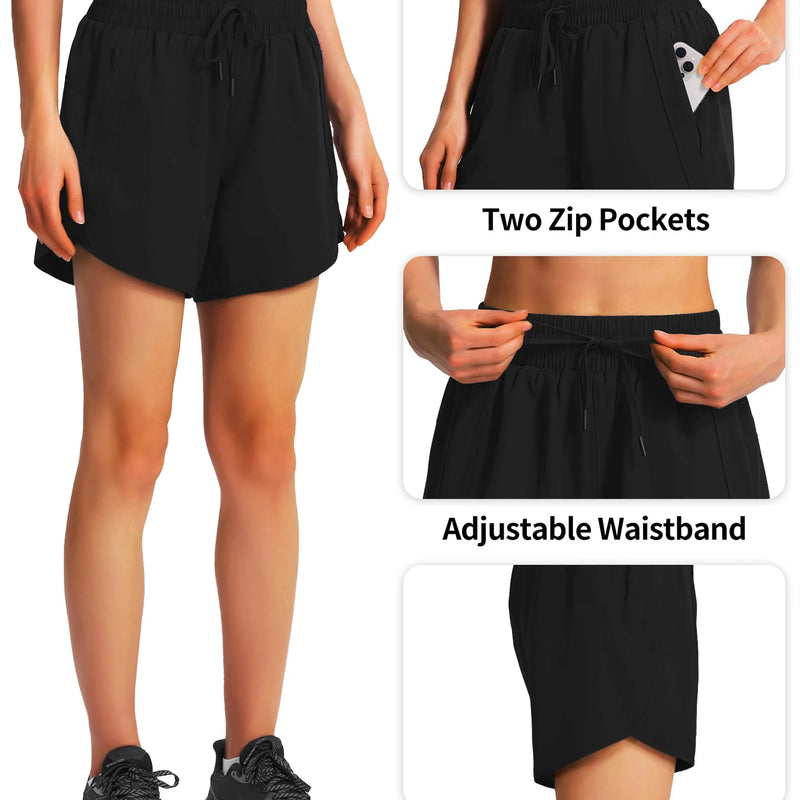 New women's casual sportswear sports running shorts quick-drying lightweight fitness shorts with zipper sports shorts