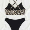 Criss Cross Back Leopard Bikini Women Swimwear Female | SAMAG