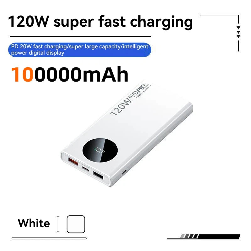 Lenovo 200000mAh Power Bank 120W PD Super Fast Charging Portable Power Bank Large Capacity External Battery With Digital Display