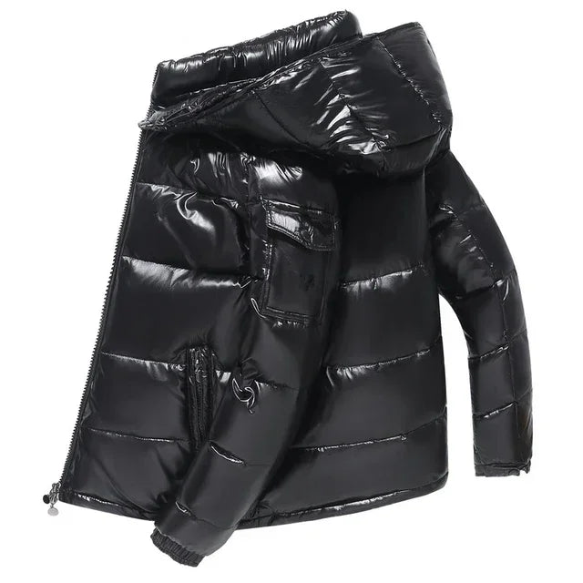 High Quality New Hooded Down Men Trend Solid Color Short Winter Hooded Jackets Coat Windproof Thickened Warm Long Sleeve Parkas