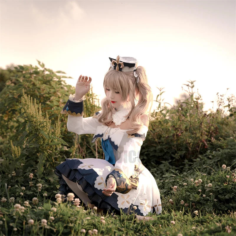 Genshin Impact Project Barbara Cosplay Boots Shoes Wig Barbara Girls Princess Dresses Lolita Maid Clothes For Women Halloween