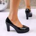 High Heels Shoes Women White Wedding Shoes Thick High Heels Fashion Party Pumps Footwear Black Red Big Size 35-42