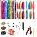48Pcs Women's Colorful Synthetic Hair Extensions Set 38 Colors Tinsel Wig 26 Colors Feather Extensions Tool Kit for Hairdressing
