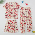 3-Piece Children's Fashion Printed Multicolor Home Service Suit Boy Casual T-shirt Girl Sweet Love Pattern Comfortable Shorts