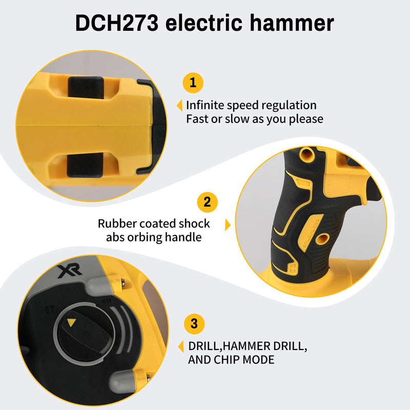 DEWALT DCH273 20V 6.0Ah Brushless SDS - Plus Rotary Hammer 2.1J 360° Handle Stepless Speed for Concrete - View 3 | SAMAG