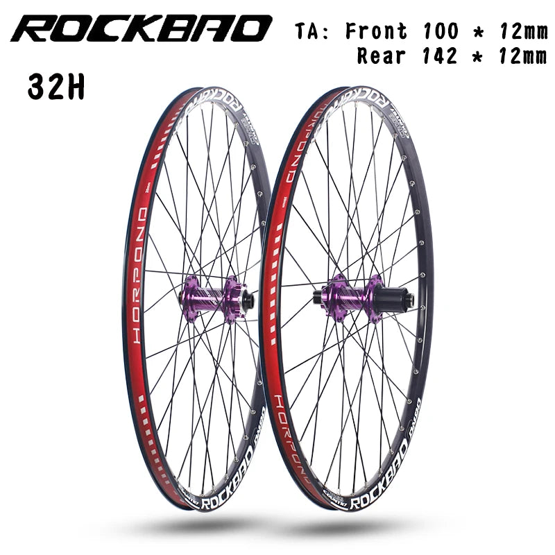 ROCKBAO Mountain Bike Wheelset 24/26/27.5/29 Inches Disc Brake Aluminum Alloy 4Bearings 7-12Speed Thru Axle MTB Bicycle Wheel