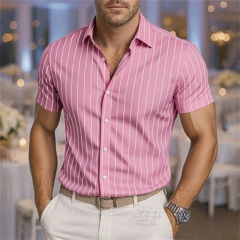 Men's Fashion Striped Shirts, Casual Breathable Lapel | SAMAG