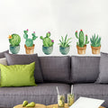 Green Garden Plant Cactus Potted Flower Pot Set 3D DIY Wall Decals/Adhesive Family Wall Sticker Mural Art Bathroom stairs Decor
