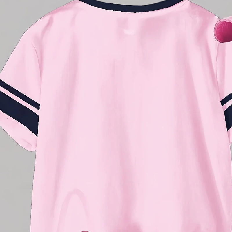 Girls' Simple Digital Print Set: Short - Sleeved T - Shirt - View 5 | SAMAG