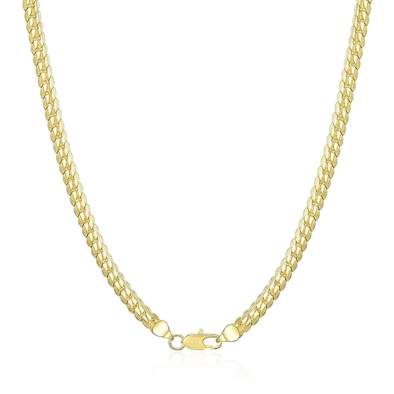 18-24Inch 45-60cm 18K Gold 5mm Full Sideways Chain Necklace For Women Man Fashion Wedding Party Charm Jewelry