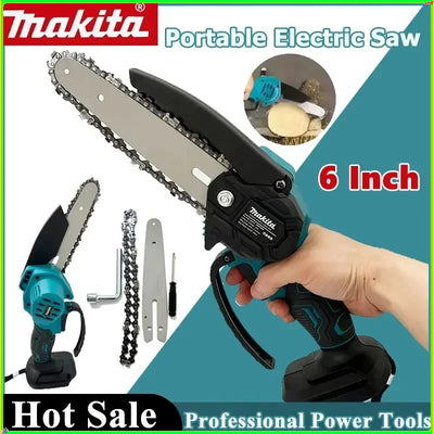 Makita 6 inch Electric Chain Saw Cordless Chainsaw Portable Tree Branch Logging Cutter Woodworking Garden Tool For | SAMAG