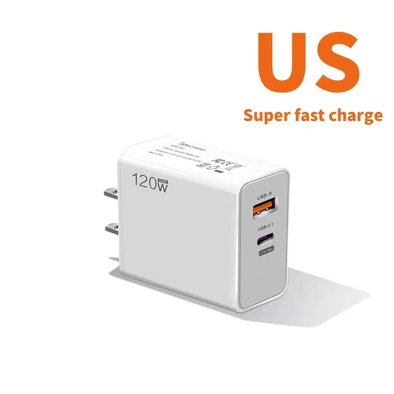 120W Charger Turbo Fast Charging EU US UK Wall Hypercharge Adapter USB 6A Type C Cable For Xiaomi 13 12 11 Ultra Redmi
