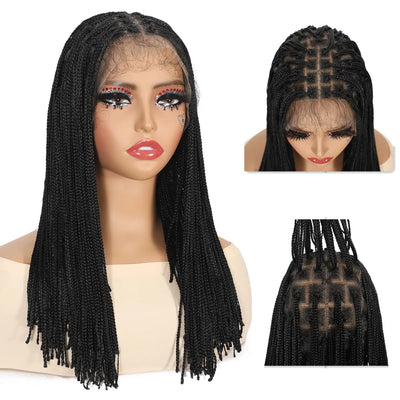 Synthetic Full Lace Wig on Clearance Sale With Baby Hair Knotless Lace Braided Wigs for Black Women Black Wig Braiding Hair M008