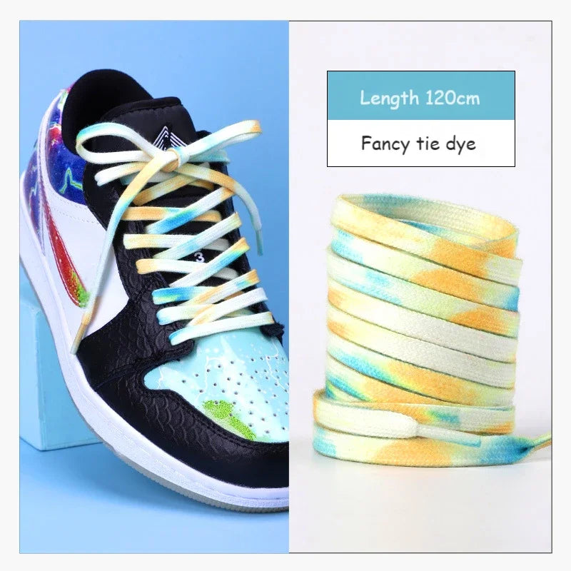 1 Pair Cotton Shoelaces Trend Tie Dye Shoe Laces Personality Men and Women Casual Shoes Universal Flat Shoelaces 120/140/160cm