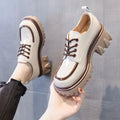 Fashionable Thick Soled High Rise Loafers with Thick Heels Shoes for Women 2024 Autumn Winter New Lace-up Women's Boot
