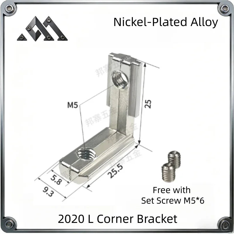L Corner Bracket  2020 3030 4040 Aluminum Profile Extrusion Connector Accessories Fastener Parts Fittings for 3d Printer DIY CNC