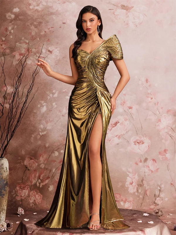 Lucyinlove Luxury Slanted Shoulder Fishbone Evening | SAMAG
