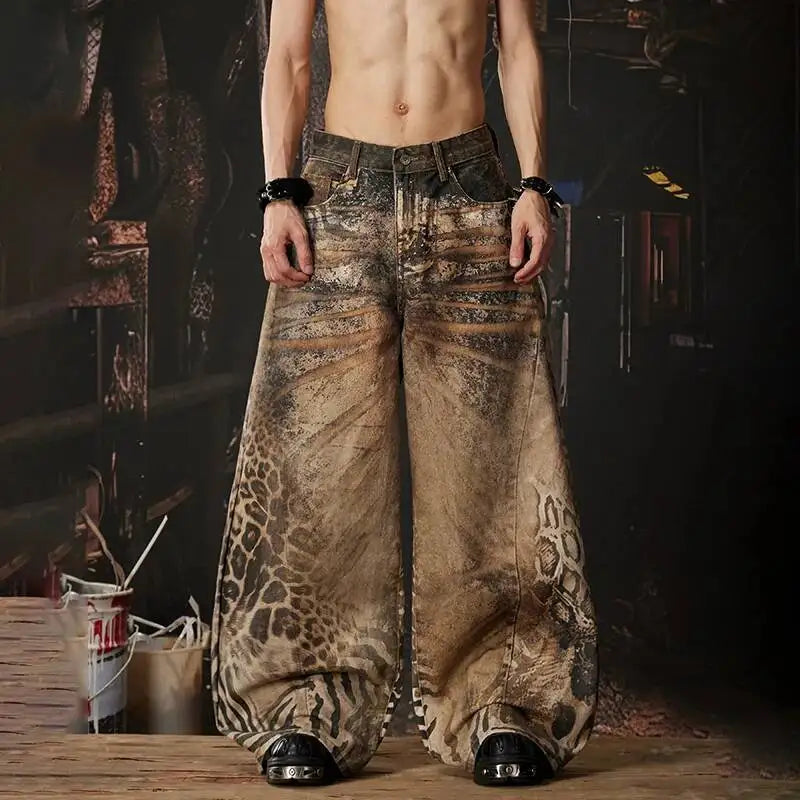 LUZHEN Original Y2K Style Baggy Tie-dyed Pattern Wide Leg | SAMAG