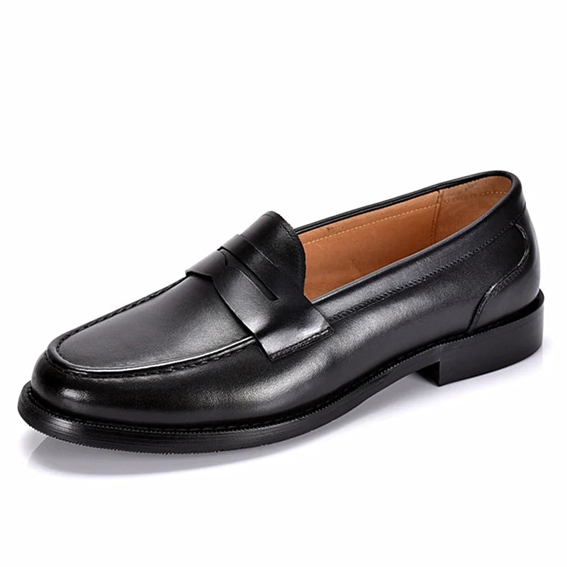 Black high-quality cowhide men's loafers tassel casual walking  driving all genuine leather men's shoes