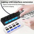 USB 2.0 Hub 4/7 Port Splitter Power Adapter With ON/OFF Switch Multiple Expander HUB For PC Laptop MacBook Desktop Accessories