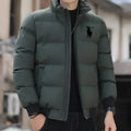 New Autumn Winter Men's Casual Down Jacket Outdoor Fashionable Stand Collar Short Warm Printed Zipper Coat Streetwear Parkas