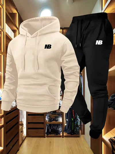 Men's two - piece sports sweatshirt and trousers, grey and black logo regular pocket autumn and winter | SAMAG