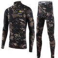 New Outdoor Sports Underwear Camo Training Long-Seeved Tops + Pants Suit Fitness Camping Army Hiking Hunting Underwear Clothes