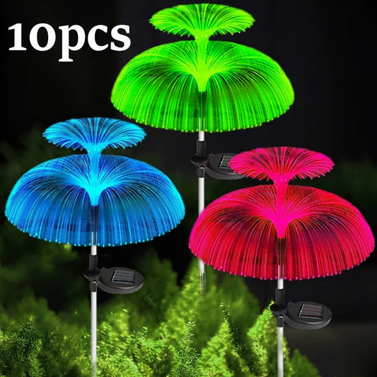 1-10pcs 7Color Changing Outdoor Lamp Solar Jellyfish Lights Waterproof
