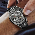 OUPINKE 3173 Fully Transparent Hollowed Automatic Mechanical Watches for Man Luxury Original Leather Strap Waterproof Mens Watch