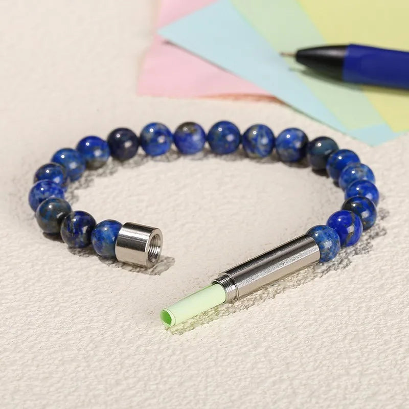 JD Natural Stone Stainless Steel Tube Secret Message Bracelet Women Men Cool Can Place Notes Friendship Couples Wishing Jewelry