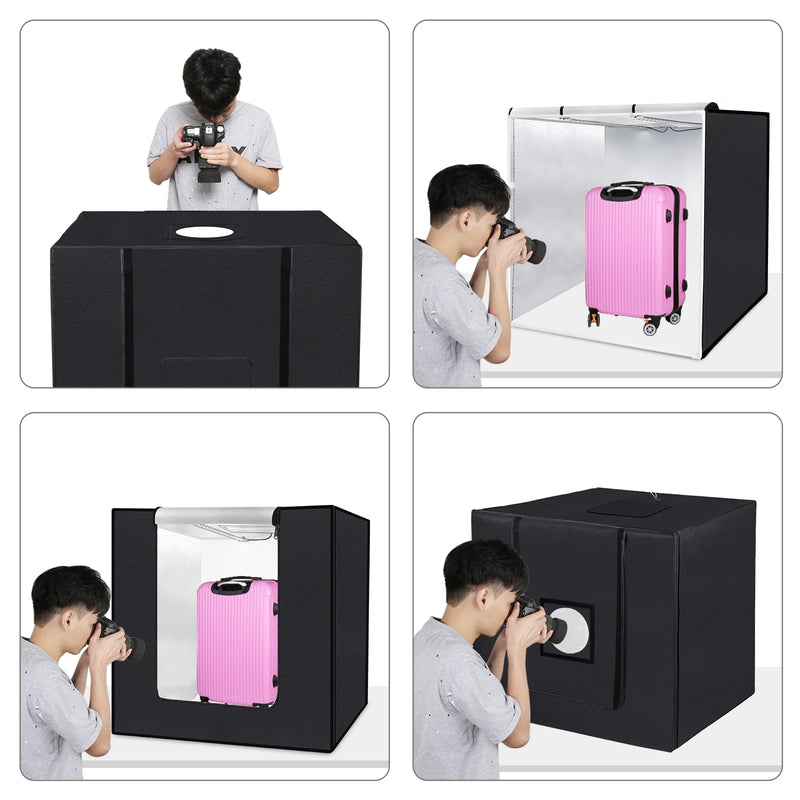 PULUZ 80cm Folding Portable 72W 9050LM White Light Photo Lighting Studio Shooting Tent Box Kit with 3 Colors Backdrops Softbox