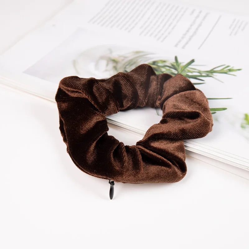 Portable Hidden Safe Sight Secret Hair Tie Storage Case Scrunchie With Zipper Hide Key Cash Jewelry For - View 11 | SAMAG