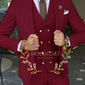 Beige Business Suits For Men Tuxedos Gold Buttons Groom Groomsman Prom Wedding Party Formal 3 Pieces Sets - View 21 | SAMAG