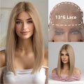 HENRY MARGU Ash Blonde Lace Synthetic Wigs 13*6 Lace Front Wigs Ombre Natural Dark Roots Wigs for Daily Heat Resistant Fiber