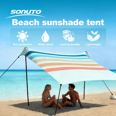 UPF50+ Lycra Beach Tent Sunshade Sandbag Anchors Portable | SAMAG