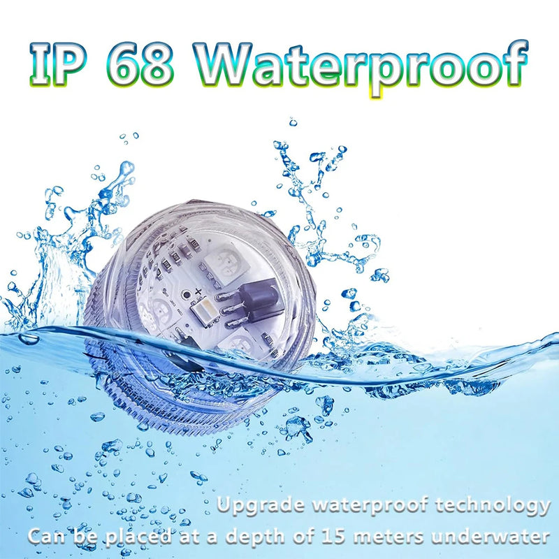 Mini Submersible LED Lights Small Underwater Tea Lights Candles Waterproof with Remote Battery Operated for Home Party Wedding
