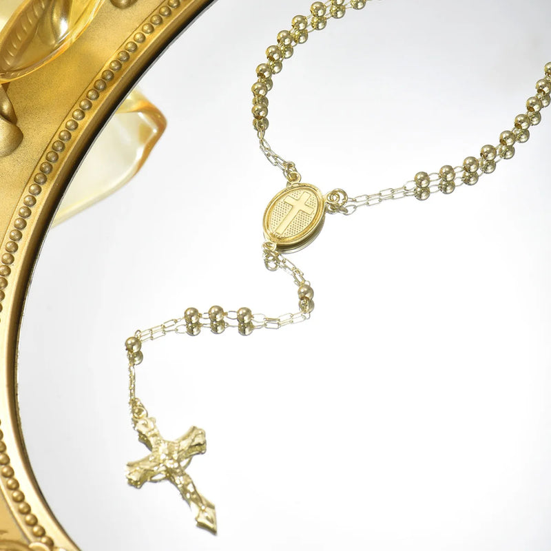 Luxury 24K 9999 Pure Gold real gold Cross Pendant Necklace Women's Long Necklace