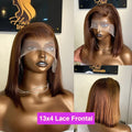 Brown Straight Short Bob Wig 13x4 4x4 HD Lace Frontal Wigs 100% Human Hair Preplucked For Black Woman #4 Color 14 16 Inch