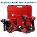 Brushless Electric Tools Screwdriver Hammer Angle Grinder Wrenches Combination Set With 4 Batteries | SAMAG