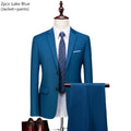 Luxury 3 piece men's wedding suit fashion men's slim solid color business office suit sets large size men Blazer+ pants + vest