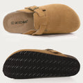 Litfun Classic Cork Clogs For Women Men Genuine Summer Clogs with Arch Support Cork Leather Home Mules Shoes Thick Beach Sandals