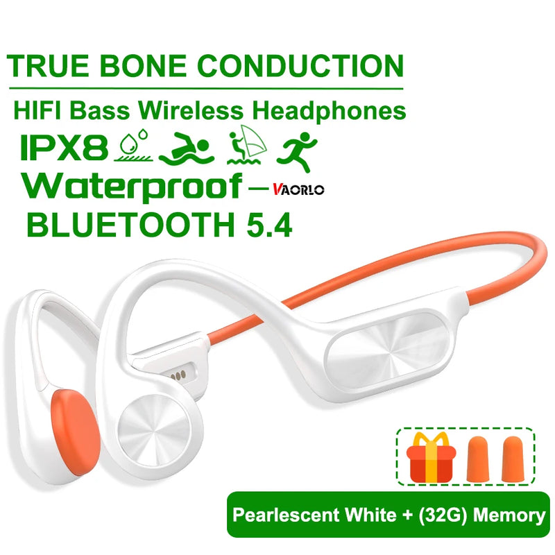 Bone Conduction Earphones Bluetooth Wireless IPX8 Waterproof MP3 Player Hifi Ear-hook Headphone With Mic Headset For Swimming