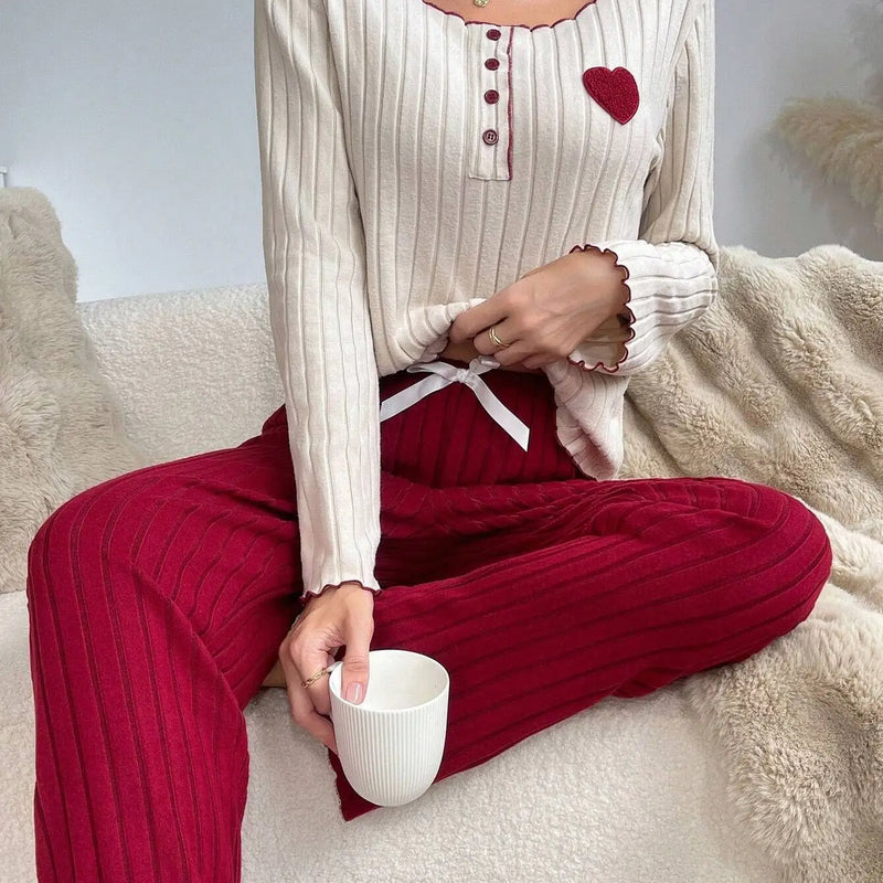 Women Autumn Winter Sleepwear Casual Long Sleeve Heart | SAMAG