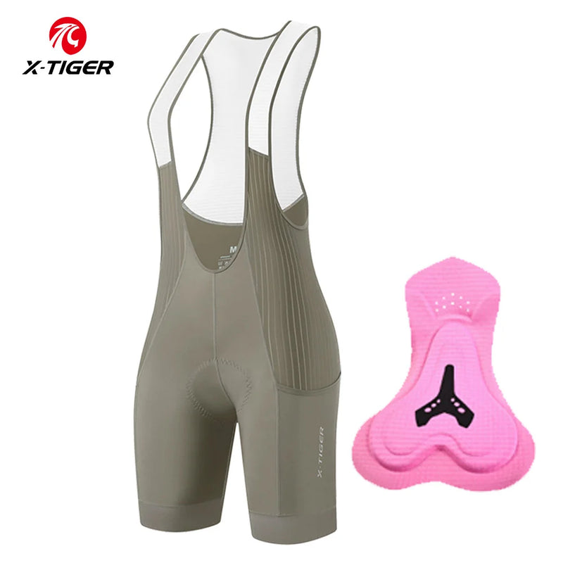X-TIGER Bib Shorts Cycling Women 5D Thick Padding Mountain Road Bike Bib Shorts Summer UV Protection Professional Cycling Shorts