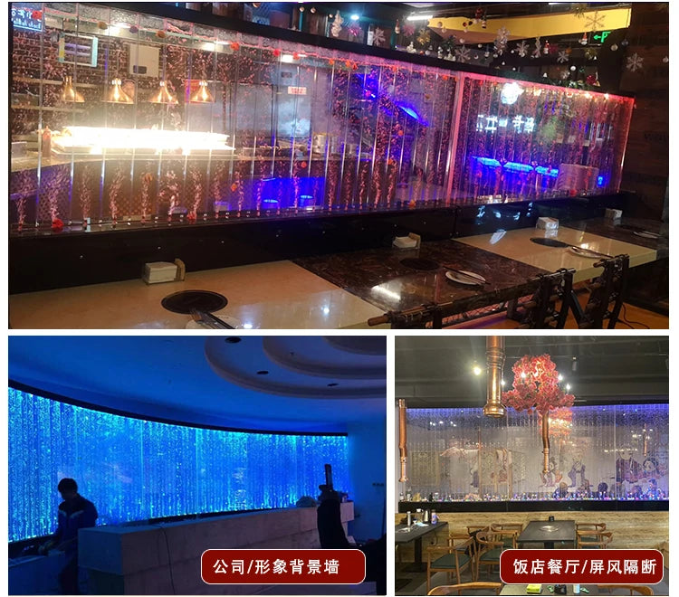 Water curtain wall, running water screen partition company, family entrance acrylic calligraphy and painting flat wine cabinet