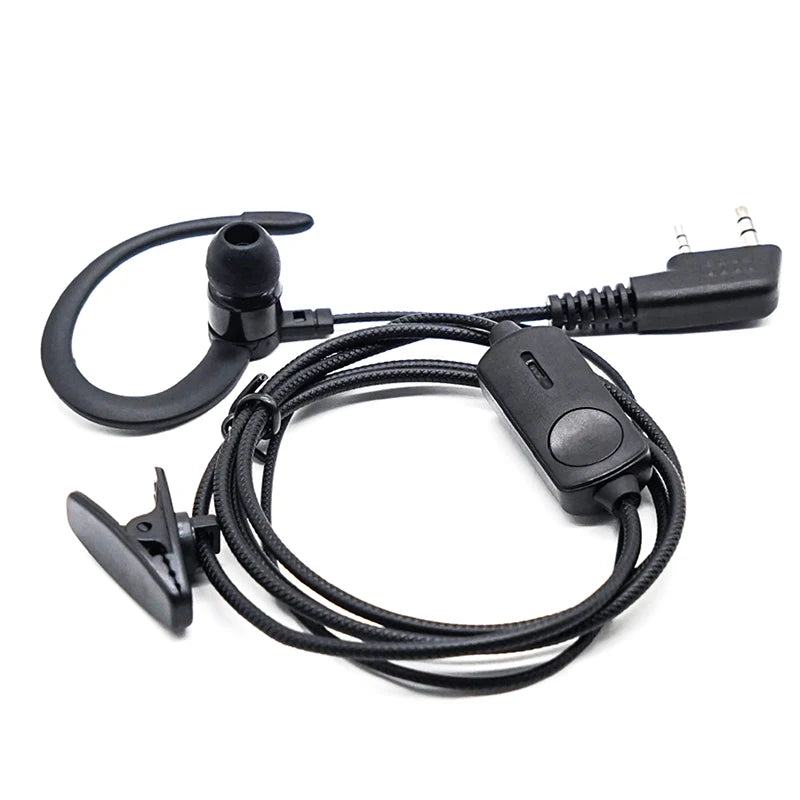 EarHook Headset for BF760 BF996 Walkie Talkie, K-Plug Wired Microphone, Two Way Ham Radio Earphone
